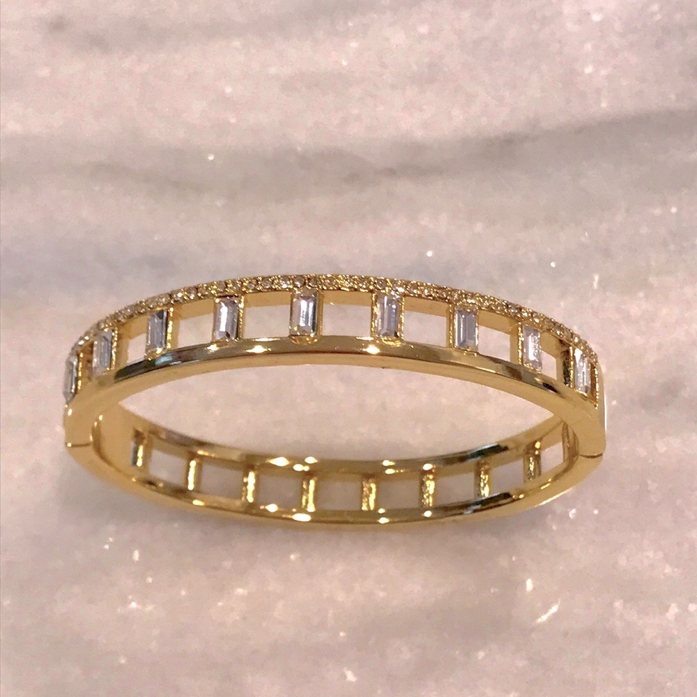 Nordstrom Gold Bangle, Rectangular Crystals - image 1